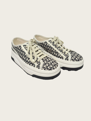 Gucci Beige Black GG Jacquard Tennis 1977 Platform Sneakers 160220872 [P]