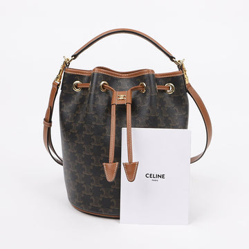 CELINE クララ バッグ トリオンフ キャンバス カーフスキン タン 159761208 [P]
