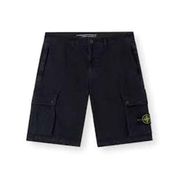 STONE ISLAND コットンロゴパッチカゴショートパンツブラシドオーガニックキャンバスオールドエフェクトバermudaショーツ 142785933 [P]