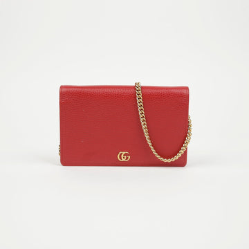 GUCCI Mini-Kette Geldbörse in Rot mit goldfarbenen Details 160100924 [P]