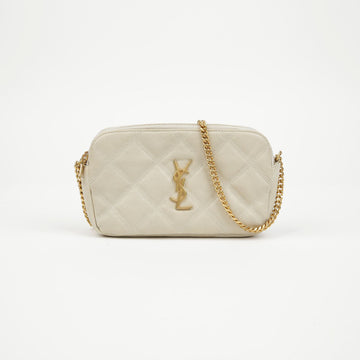 Saint Laurent Becky Double Zipper Quilted Shoulder Bag Vintage White 160100989 [P]