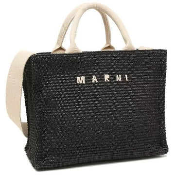 MARNI 26 ブラックラフィア スモールトートバッグ 156890864 [P]