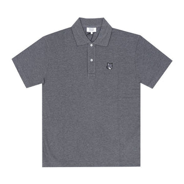 MAISON KITSUNE Polohemd mit kurzen Ärmeln H131 in Grau mit Fuchs-Motiv 158374108 [P]