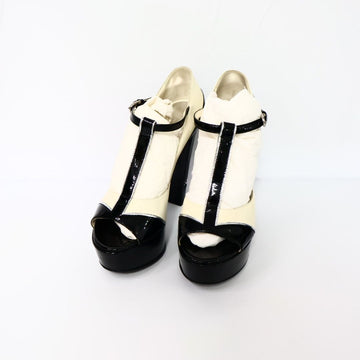 CHANEL G29595 T-Strap Lackleder Plattform Sandalen 35.5/225 160280207 [P]