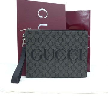 GUCCI Canvas Clutch mit Inlay-Logo in Grau und Schwarz 768374 160280466 [P]