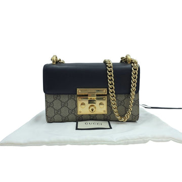 GUCCI Paddlock GG Supreme Canvas Kleine Ketten Schultertasche Crossbody Beigebraun 409487 160280469 [P]