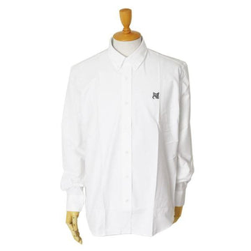 MAISON KITSUNE オックスフォードグレー フォックスヘッドパッチ ボタンダウン カジュアルシャツ (LM00401WC2010-P100) 158359780 [P]
