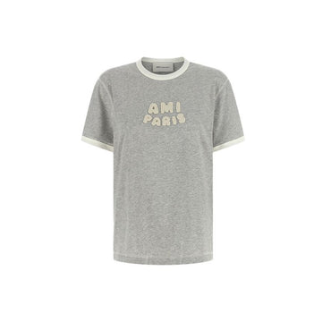 AMI Crochet-Patch T-Shirt in Graucreme 160288699 [P]