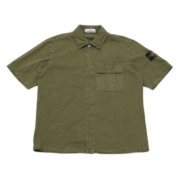 Stone Island Brushed Organic Cotton Canvas 'OLD' Effect Comfort-fit Short-Sleeve Shirt (L1S15 S00WN V015G) 156891350 [P]