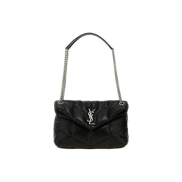 Saint Laurent Silver Logo Puffer Small Chain Shoulder Bag Black 577476 1EL00 1000 160288722 [P]