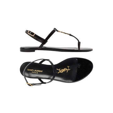 Saint Laurent Cassandra Monogram Flat Sandals Black 659817 B8IKK 1000 160288724 [P]