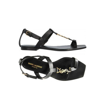 Saint Laurent Cassandra Monogram Flat Sandals Black 664520 DWETT 1000 160288725 [P]