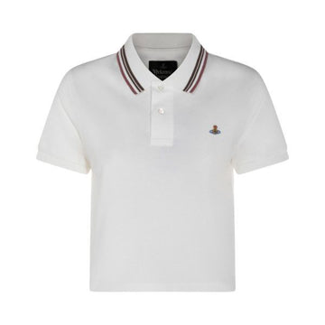 VIVIENNE WESTWOOD Mini Classic Polo-Shirt mit ORB-Logo in Weiß 1H010004 J00AU A401 160288782 [P]
