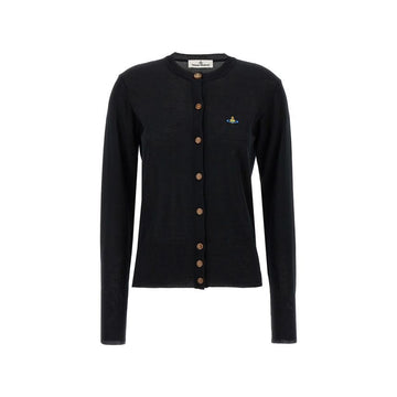 VIVIENNE WESTWOOD 26SS ORB Stickerei Logo Bea Cardigan Schwarz 1803002P Y003F N401 160288823 [P]