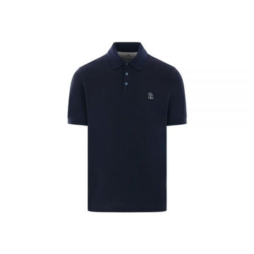 BRUNELLO CUCINELLI Logo-Druck Polo-T-Shirt Navy 160288866 [P]
