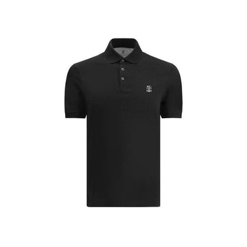 Brunello Cucinelli Logo Print Polo T-Shirt Black 160288867 [P]