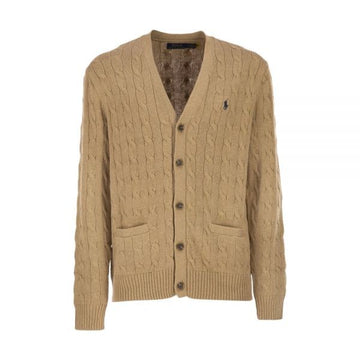 Polo Ralph Lauren Embroidered Cable V-Neck Cardigan Brown 160298978 [P]