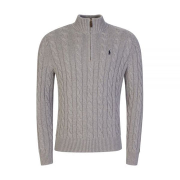 Polo Ralph Lauren Cable Knit Half Zip Sweater with Pony Embroidery Gray 710810841 002 160298980 [P]