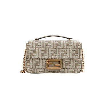 FENDI Baguette Midi Ketten Tasche Beige 8BR793 AQF4 F1LEY 160299021 [P]