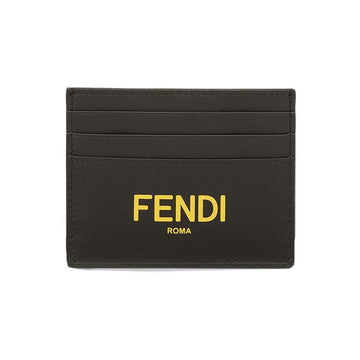 Fendi Logo Print Card Holder Black Yellow 160299031 [P]