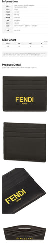 Fendi Logo Print Card Holder Black Yellow 160299031 [P]
