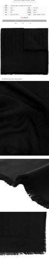 Fendi Wool Silk Blend Scarf Black 160299049 [P]