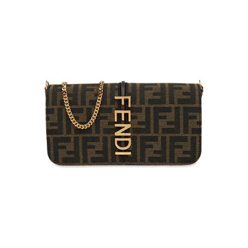 FENDI Graffiti FF Logo Geldbörse Ketten Schulter- und Umhängetasche Braun 8BS076 AD23 F1BA1 160299054 [P]