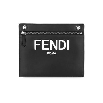FENDI Jacquard FF Logo Druck Tasche Clutch Schwarz 7AR985 AHUF F1GMN 160299053 [P]