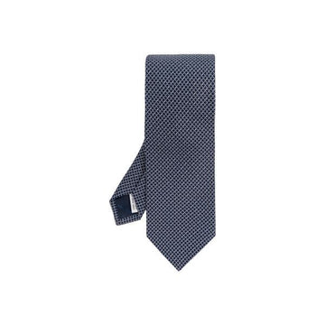 Salvatore Ferragamo Gancini Regimental Print Silk Tie Navy Blue 35-1312 0788891 160299086 [P]