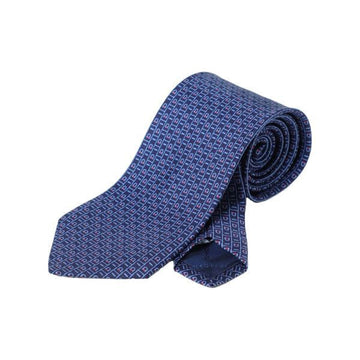 Salvatore Ferragamo Gancini Monogram Print Silk Tie Navy Blue Red 35-0997 0774227 160299094 [P]
