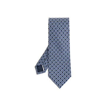 SALVATORE FERRAGAMO Seidenkrawatte mit Gancini-Quadratdruck navyblau hellblau 35-1316 0788946 160299096 [P]