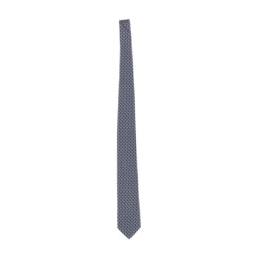 Salvatore Ferragamo Jacquard Silk Tie Navy 35-0814 0757974 160299097 [P]