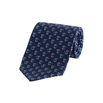 Salvatore Ferragamo Graphic Pattern All Over Silk Tie Navy 35-0957 0769679 160299103 [P]