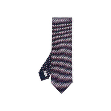 SALVATORE FERRAGAMO Seidennecktie mit Dackeldruck in Navyblau und Rot 35-1311 0788884 160299106 [P]