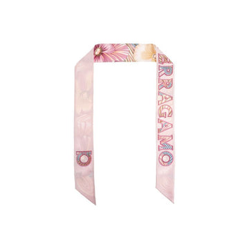 SALVATORE FERRAGAMO 26SS Brezza Print Skinny Twill Seidenschal Pink Beige 32-1247 0789964 160299112 [P]