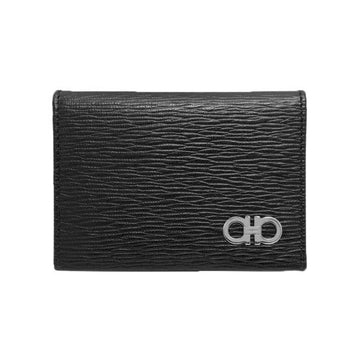 SALVATORE FERRAGAMO Doppelte Ganlchini-Bifolding-Kartenbörse mit Silberbeschichtung Schwarz 66-A062 0685949 160299118 [P]