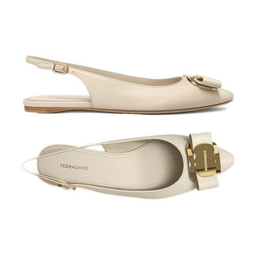 Salvatore Ferragamo ZELMY Buckle Flat Slingback Mule White 0790607 160299122 [P]