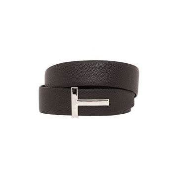 Tom Ford Reversible Belt with Silver T Buckle Brown and Black 160299130 [P]