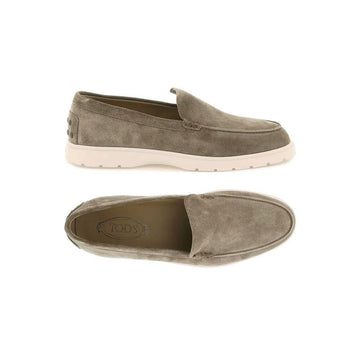 Tods Suede Slip-On Loafers with T Logo Dark Beige M8W C413 160299135 [P]