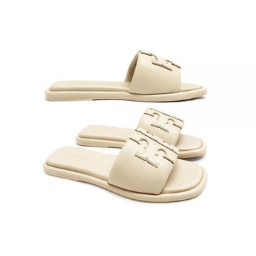 Tory Burch Double T Slide Mule Slipper Light Beige 79985 200 160299157 [P]