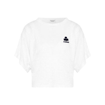 Isabel Marant Linen T-Shirt White Midnight 160299200 [P]