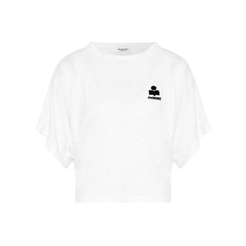 ISABEL MARANT 26SS KYANZAE Logo Leinen T-Shirt Weiß TS0313FA A1N09E 20WH 160299199 [P]