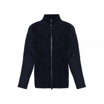 ISSEY MIYAKE High Collar Pleats Zip-Up Jacket Navy HP66 JL540 75 160299215 [P]