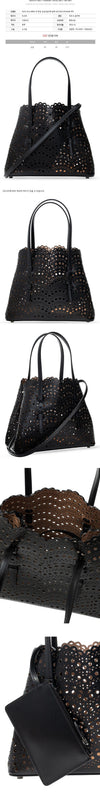 Alaia Punched Tote & Shoulder Bag Black 25SS 160299285 [P]