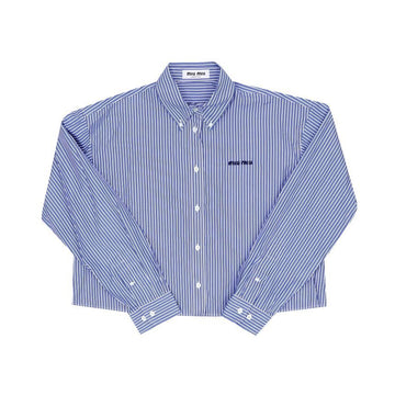 Miu Miu Striped Poplin Cropped Women's Shirt 160301258 [P]