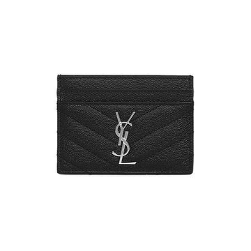 Saint Laurent Cassandra Monogram Matelassé Silver Card Holder 160306510 [P]