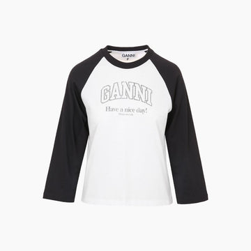 GANNI 26SS A1050058 151 Raglan Basic Baseball Weiß Langarm 156950112 [P]