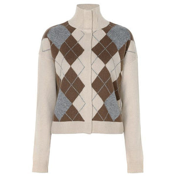 MAXMARA Beige Hochkragen-Cardigan aus Woll-Kaschmir 160314740 [P]