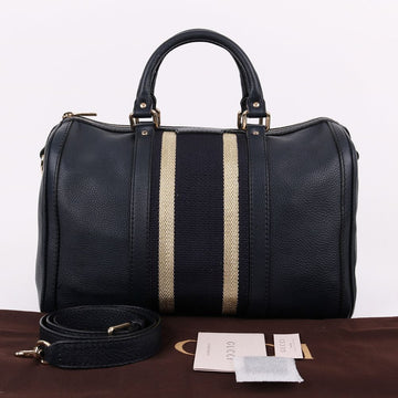 Gucci Navy Leather Boston Tote and Shoulder Bag 247205 160320245 [P]