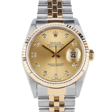 ROLEX Datumjust 36 Kombi Original mit 10p Diamanten Herrenuhr 37693 160320289 [P]